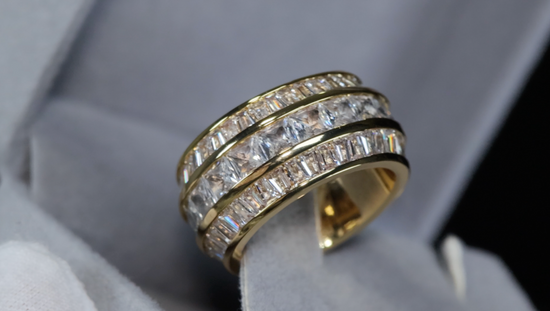 Mens Gold Baguette Diamond Eternity Ring