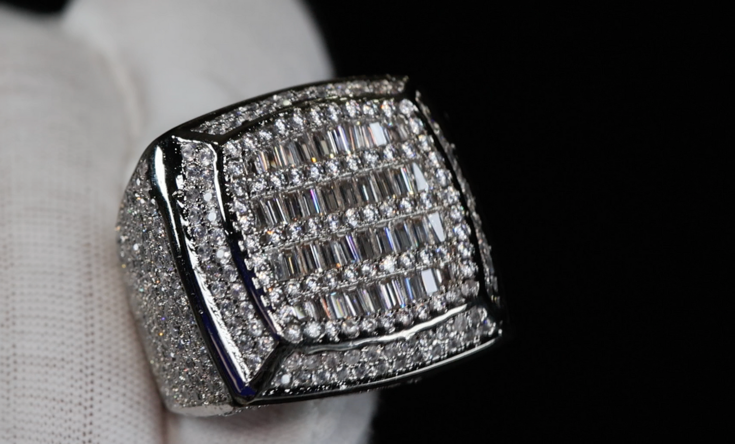 Mens Big Baguette Diamond Ring