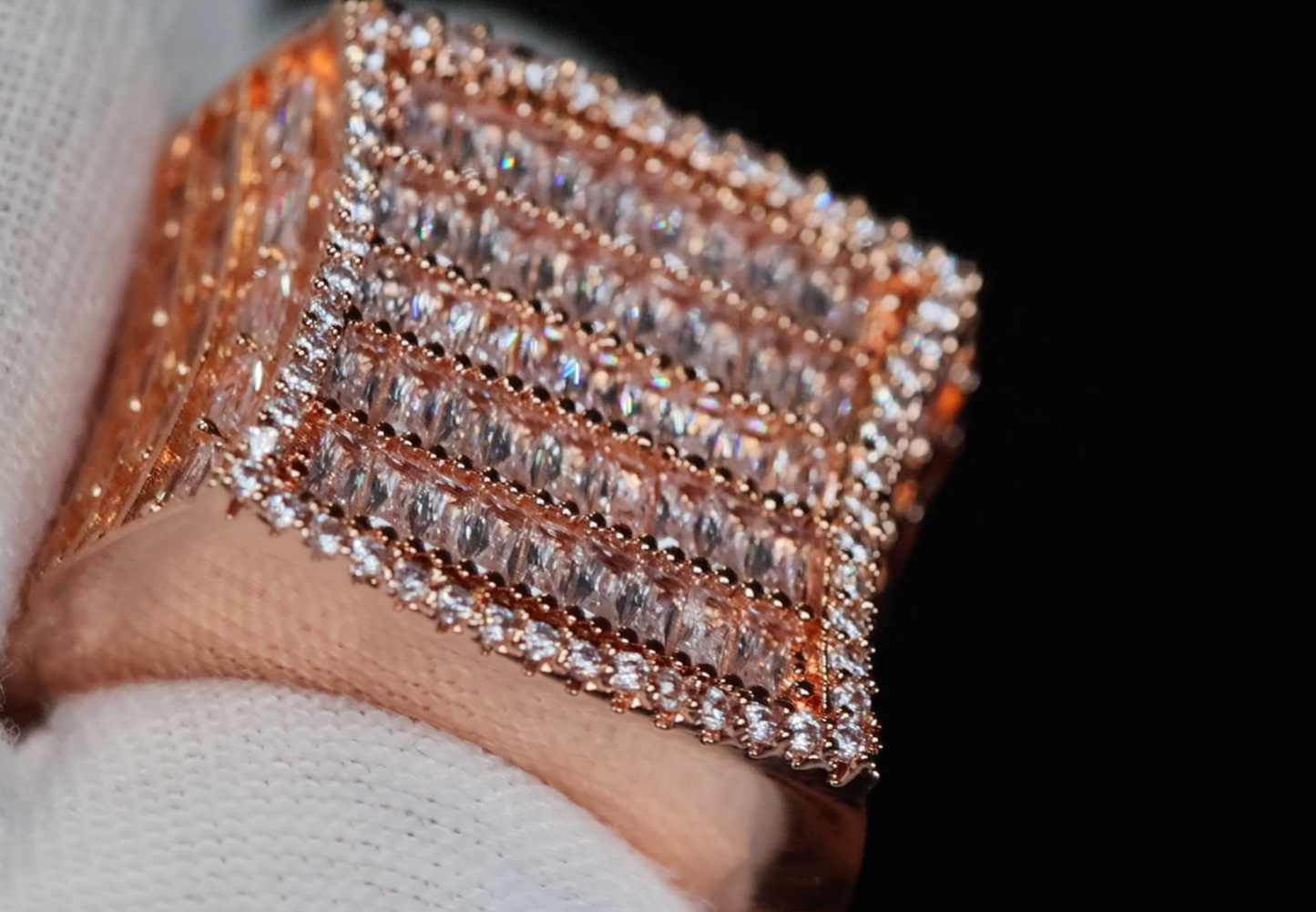 Mens Big Rose Gold Diamond Ring