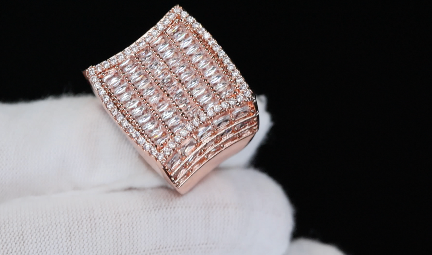 Mens Large Rose Gold Diamond Ring