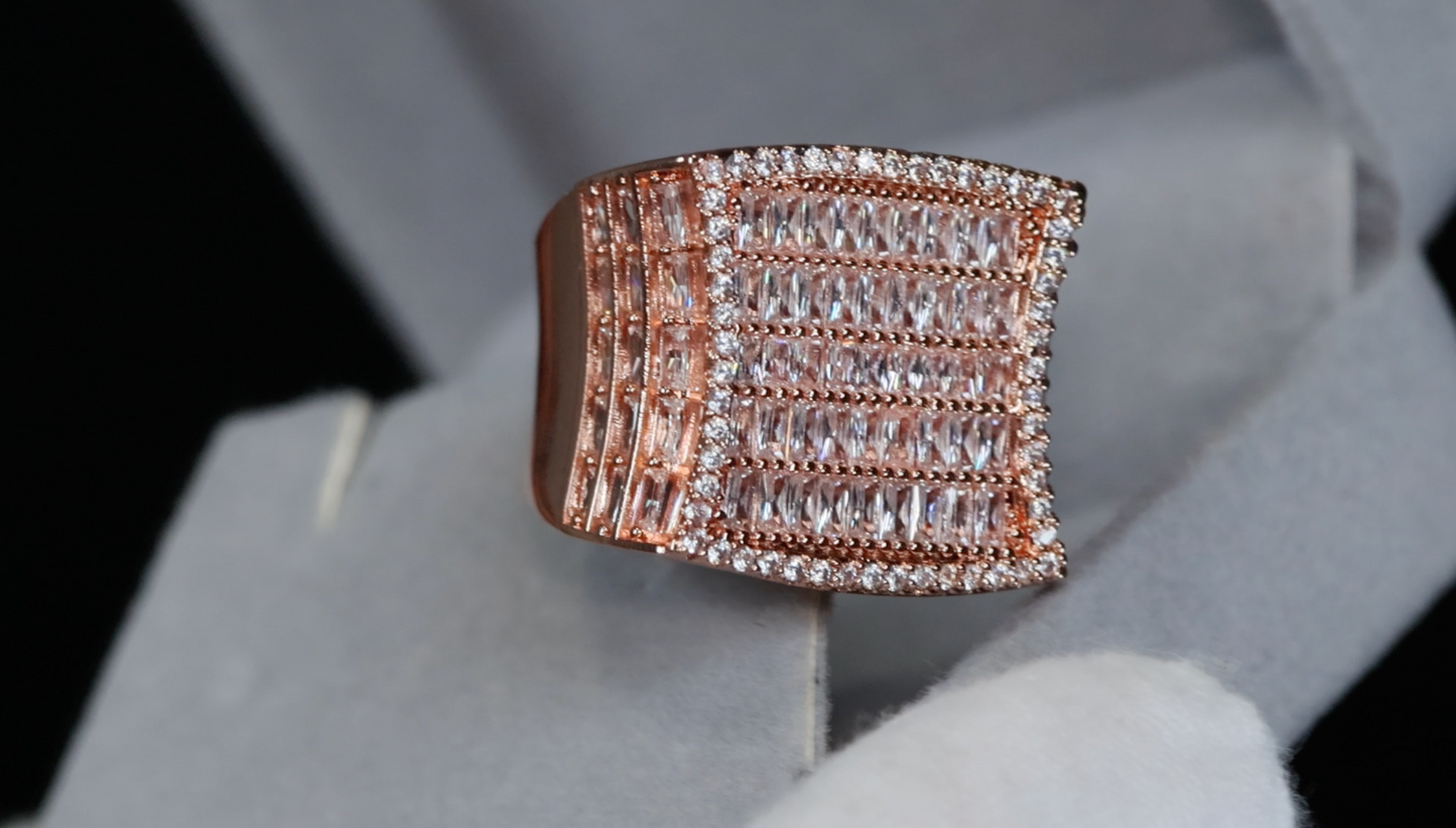 Mens Rose Gold Baguette Diamond Ring