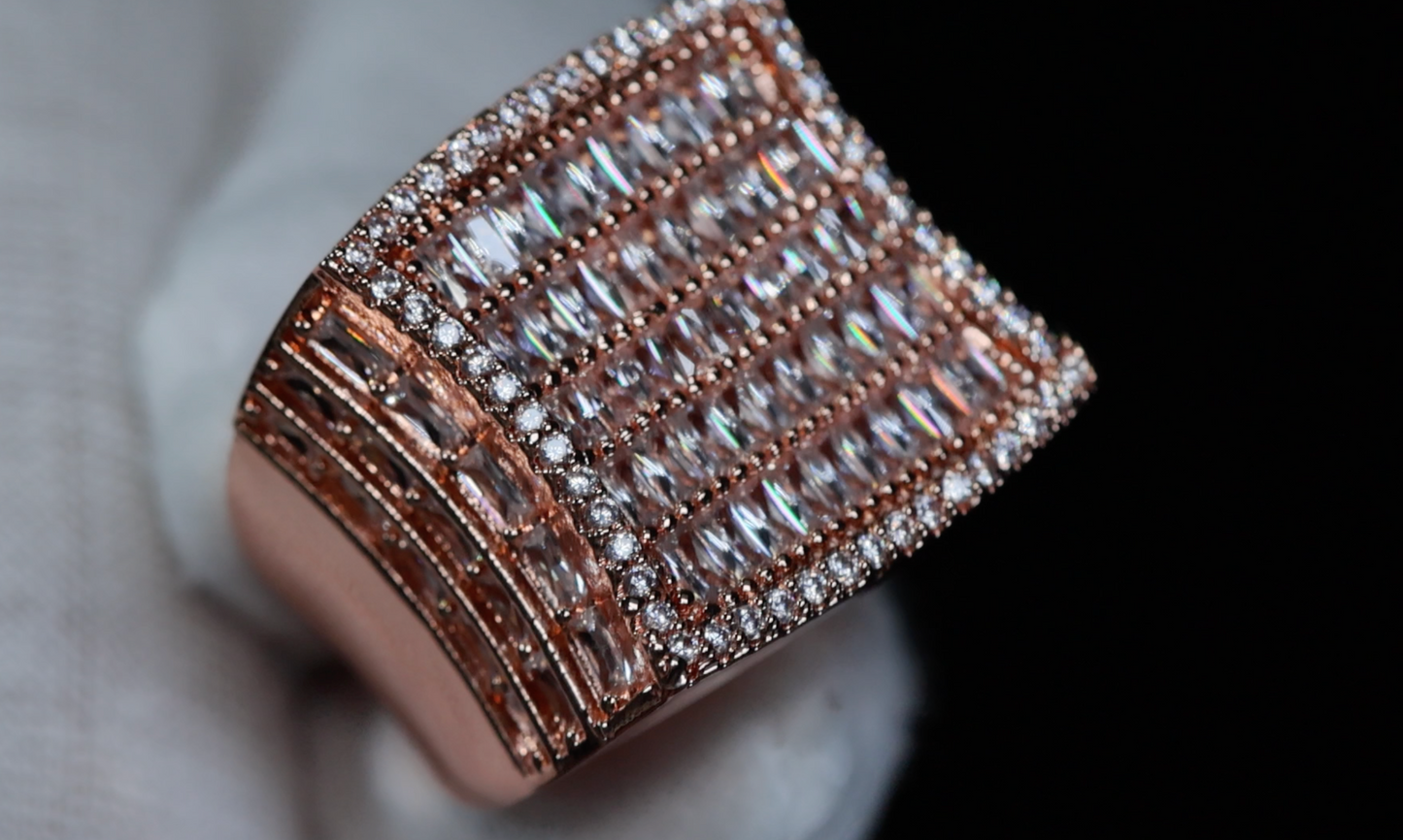 Mens Big Rose Gold Diamond Ring