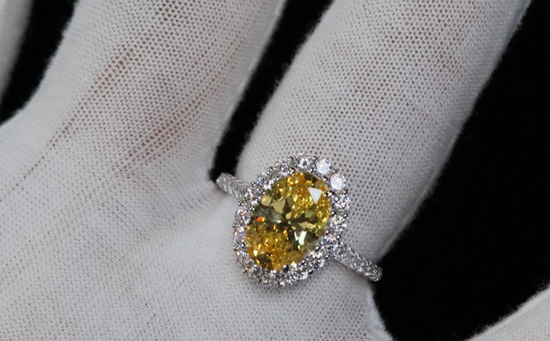 Womens Yellow Oval Diamond Ring