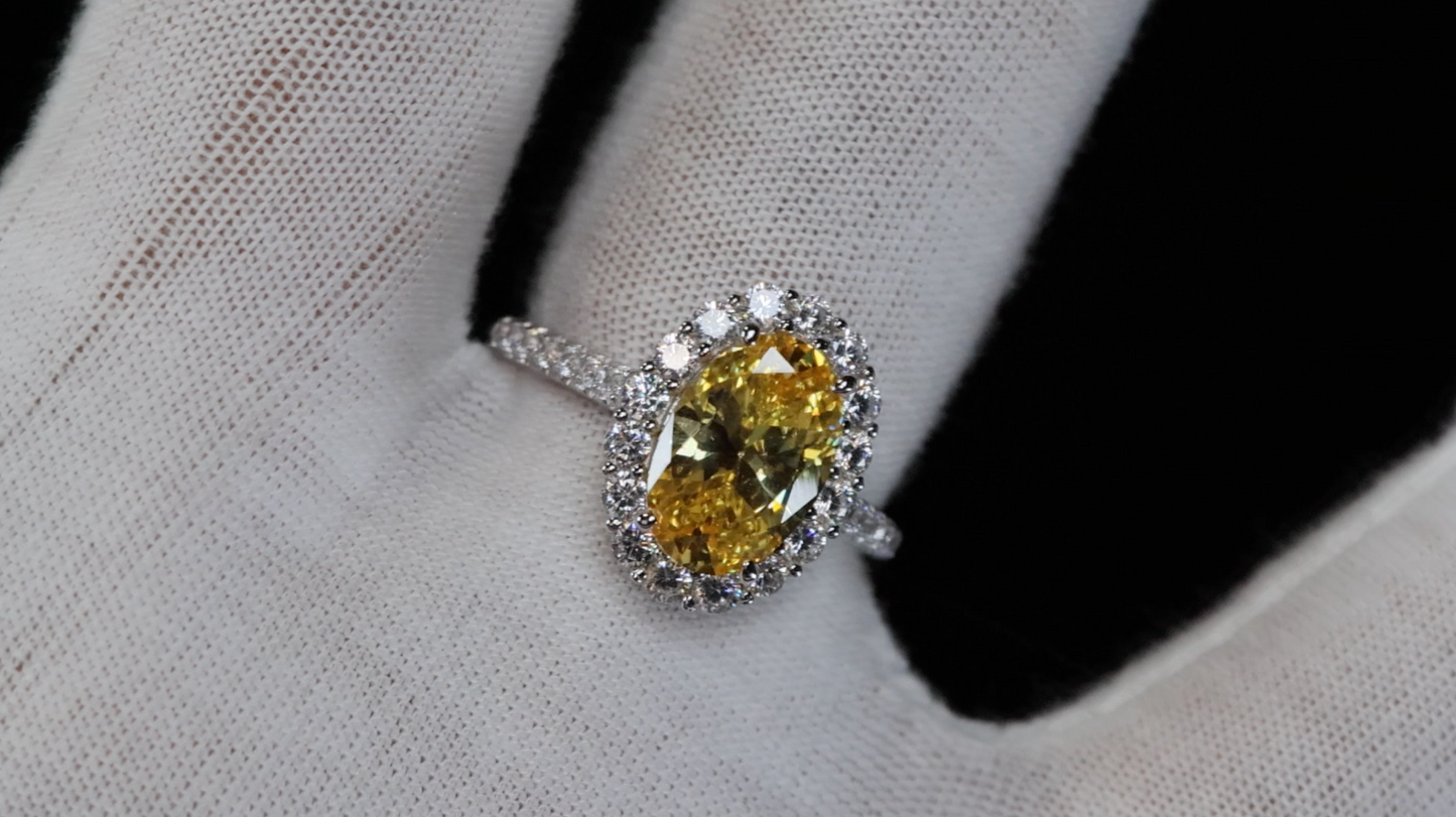 Womens Yellow Oval Diamond Engagement Ring