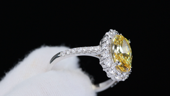 Womens Yellow Oval Diamond Ring