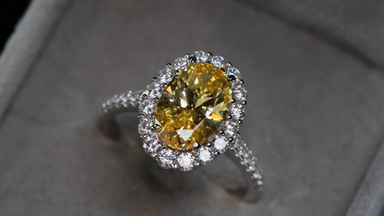 3.0ct Womens Yellow Oval Diamond Ring | Yellow Oval Cut Diamond Ring