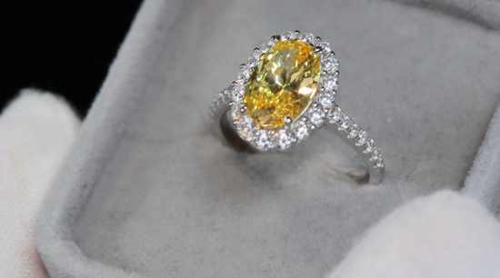 Womens Yellow Oval Diamond Ring