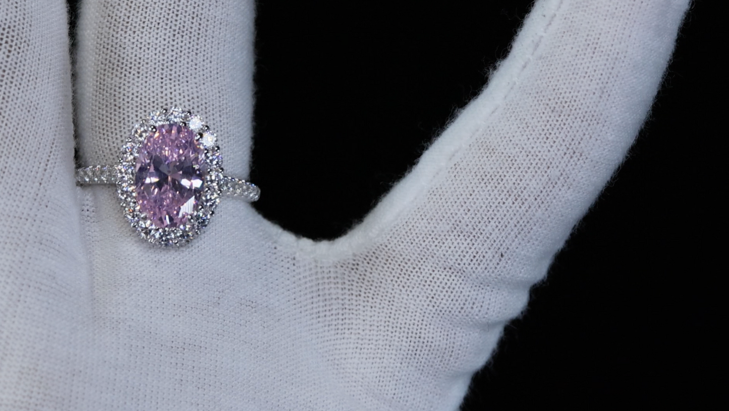 Pink Oval Cut Diamond Ring