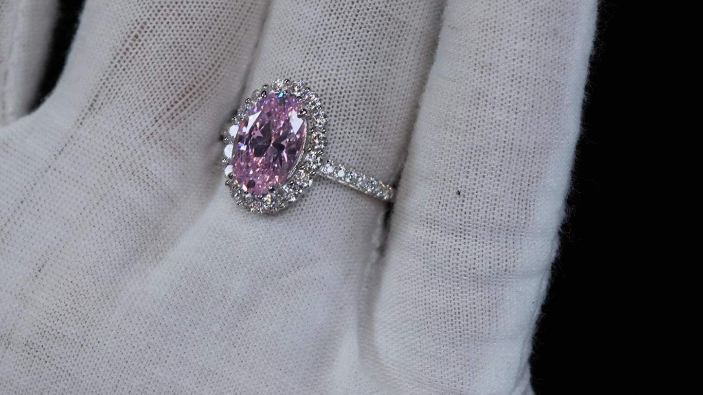 Pink Oval Cut Diamond Ring