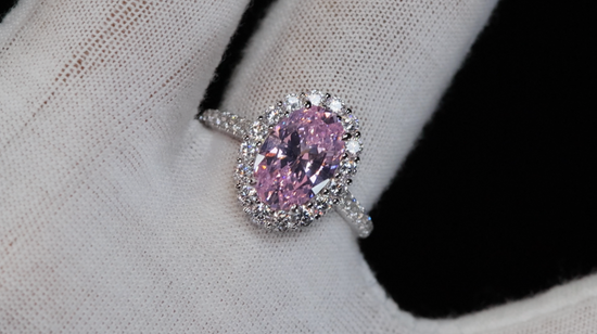 Womens Pink Oval Cut Diamond Ring