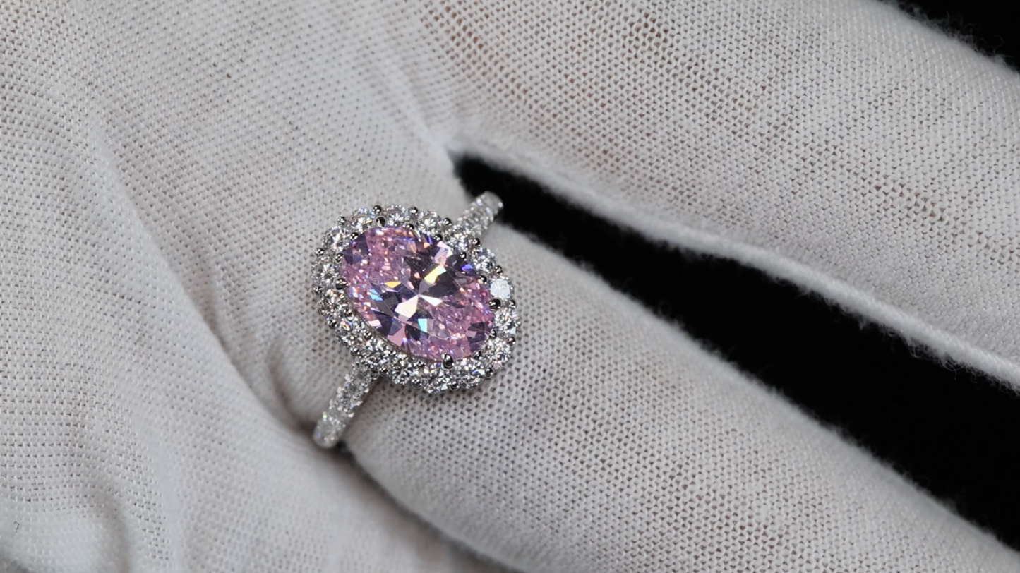 Pink Oval Cut Diamond Ring