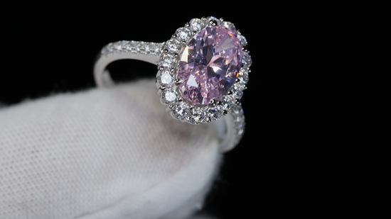 Pink Oval Cut Diamond Ring