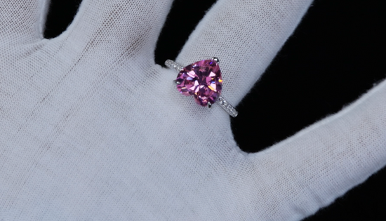 Pink Heart Lab Diamond Ring