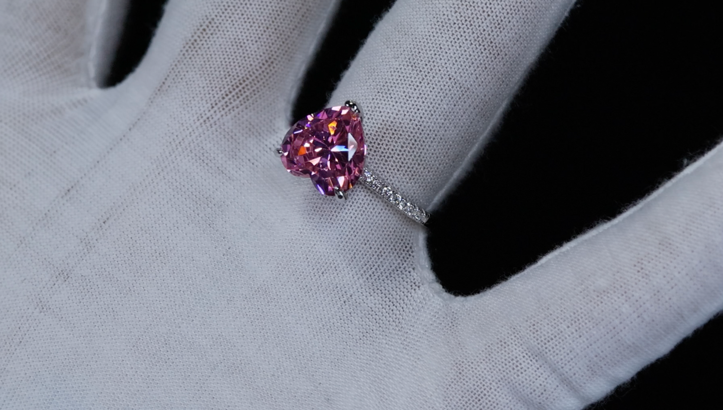 Pink Heart Lab Diamond Ring