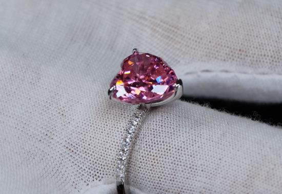 Pink Heart Lab Diamond Ring