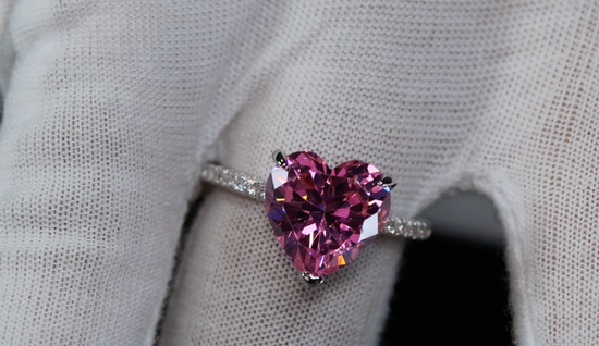 Pink Heart Lab Diamond Ring