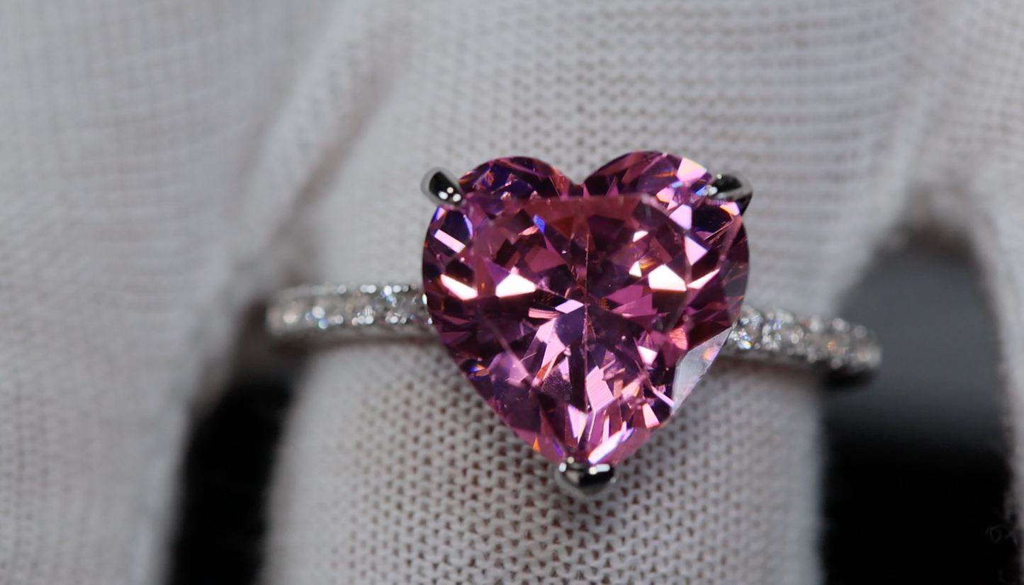 Pink Heart Lab Grown Diamond Ring