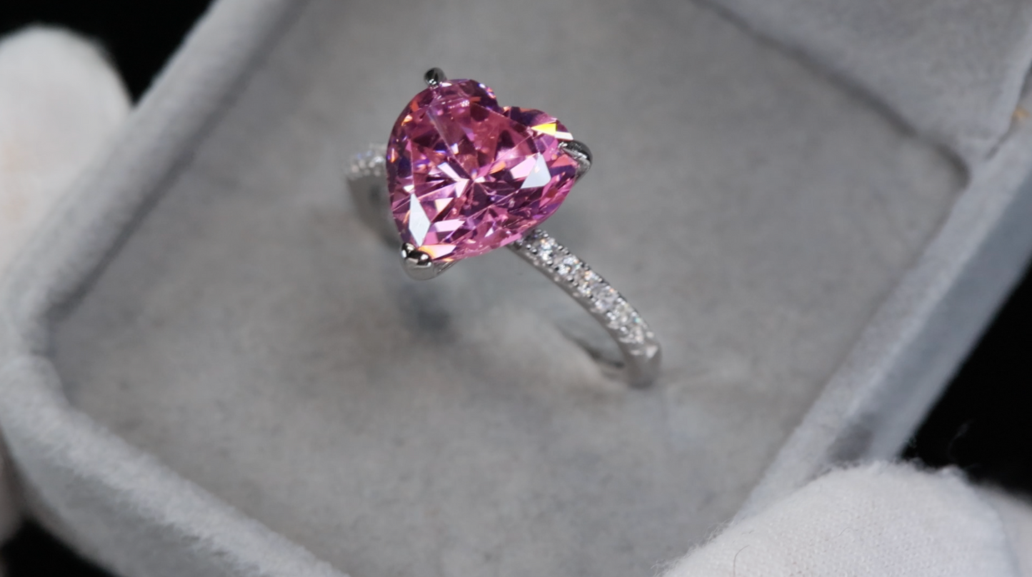 Pink Heart Diamond Ring