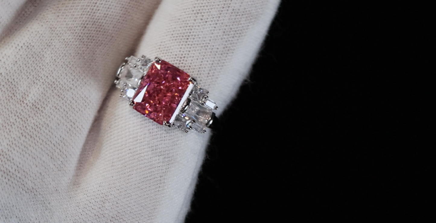 Pink Baguette Diamond Ring