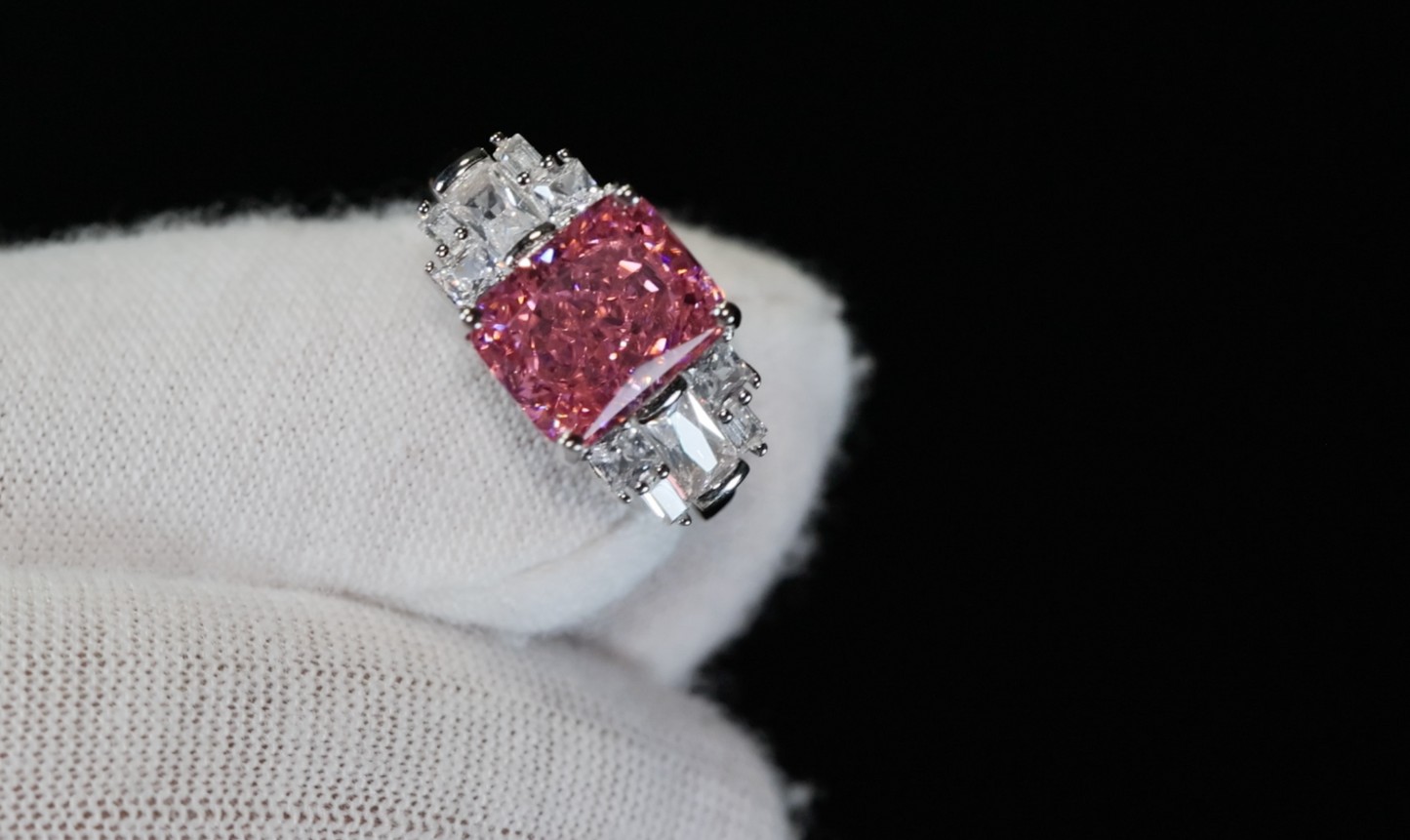 Pink Baguette Diamond Ring