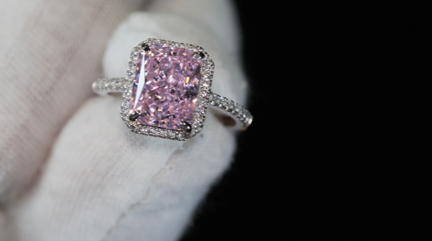 Womens Big Pink Diamond Ring