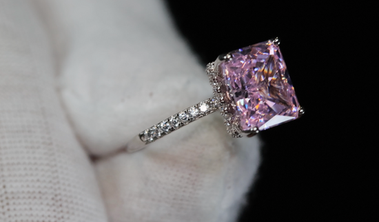 Pink Rectangle Diamond Ring