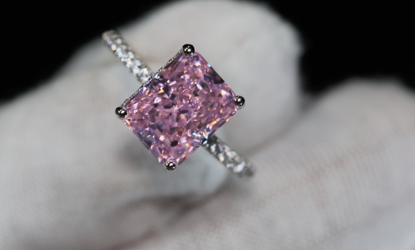 Big Pink Lab Grown Diamond Ring