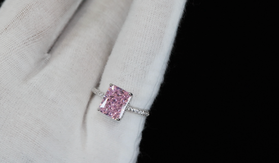 Pink Rectangle Diamond Ring