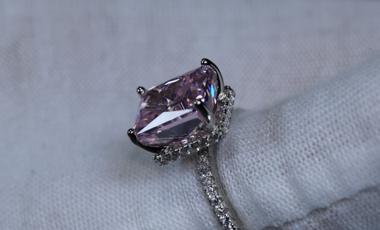 Pink Rectangle Diamond Ring