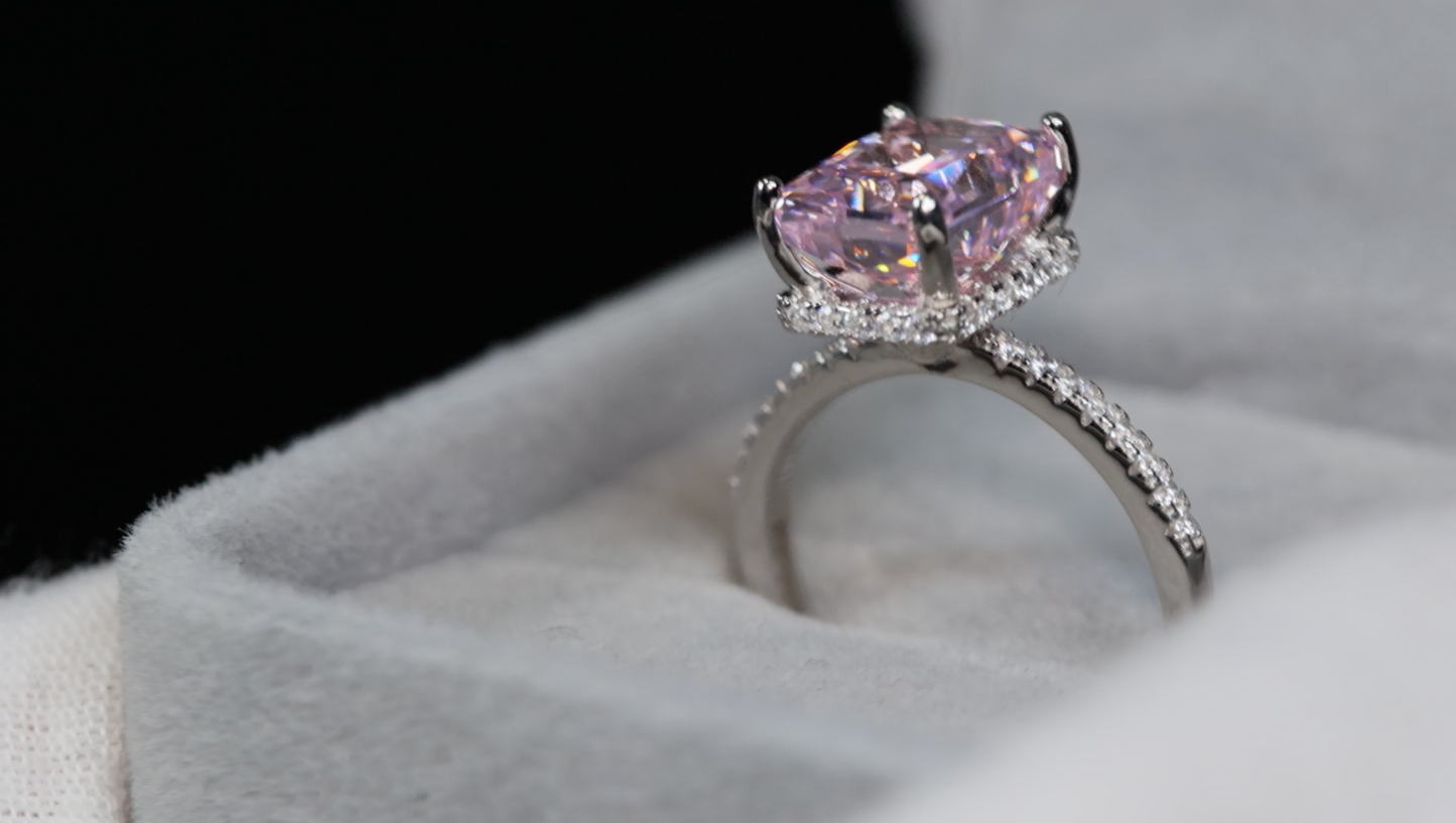 Pink Rectangle Diamond Ring