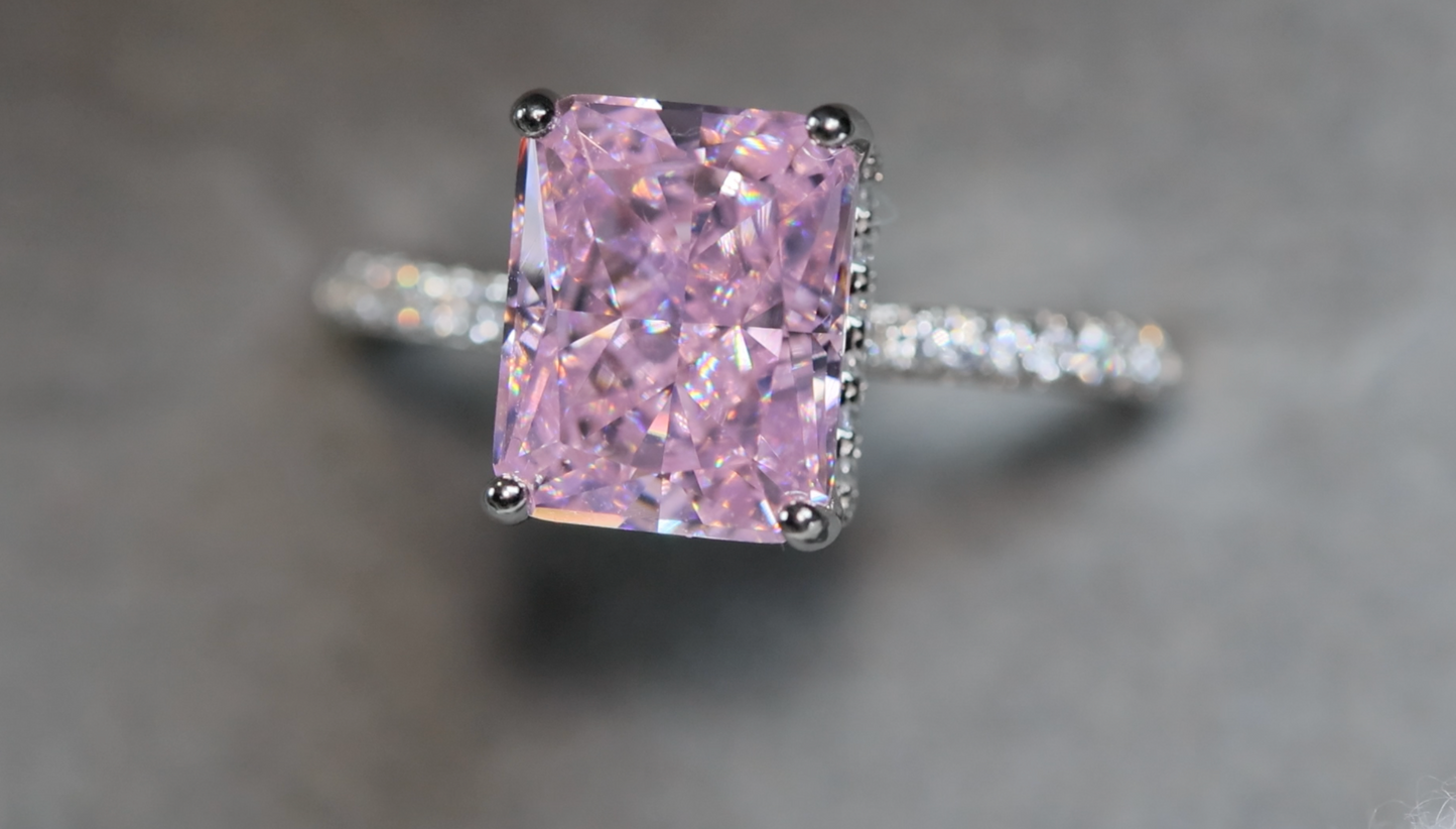 Big Pink Lab Grown Diamond Ring