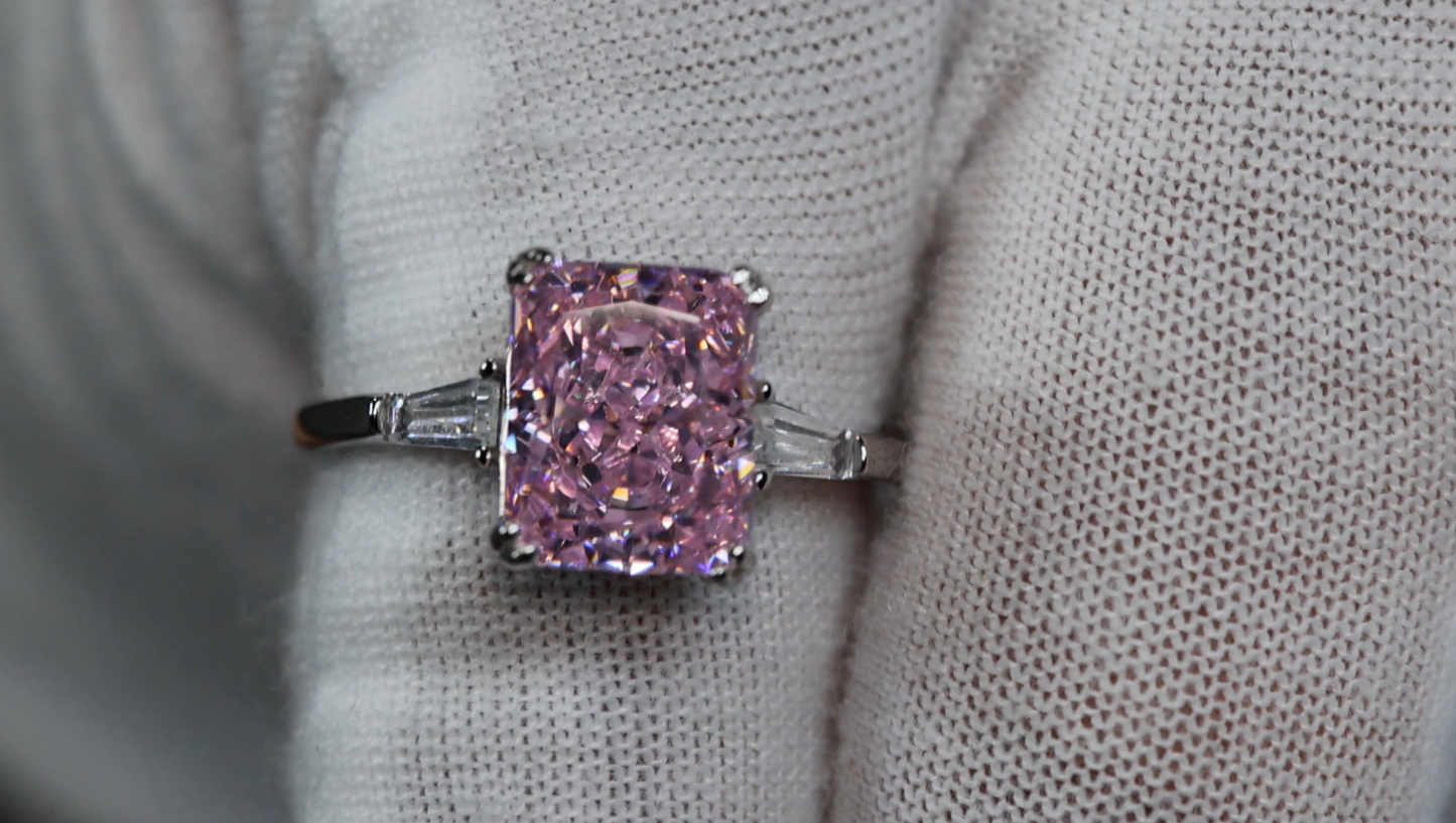 Womens Pink Lab Grown Diamond Ring