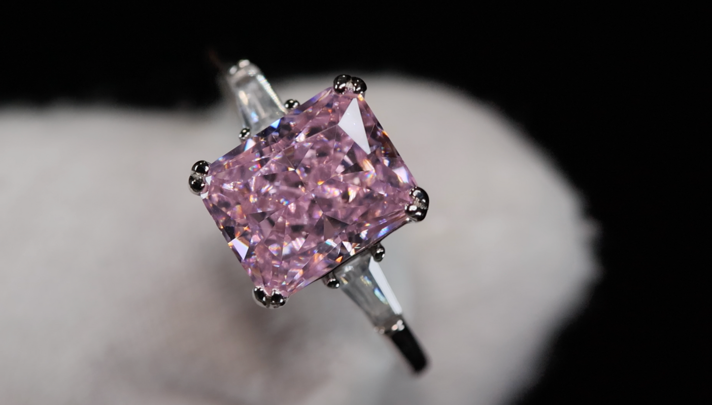 Womens Pink Lab Grown Diamond Ring