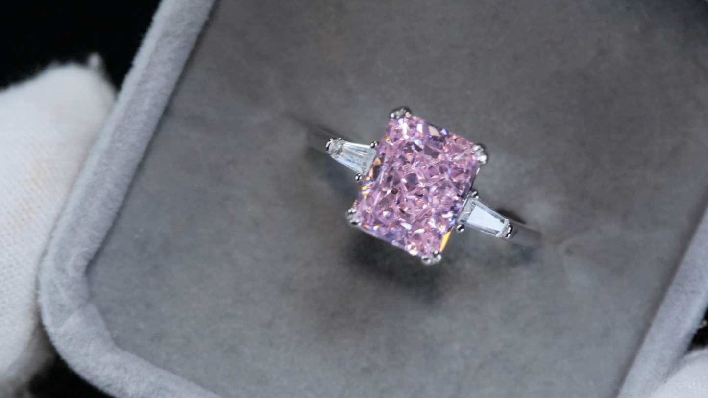 Womens Pink Lab Grown Diamond Ring