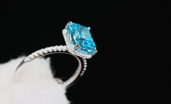 Womens Blue Lab Diamond Engagement Ring