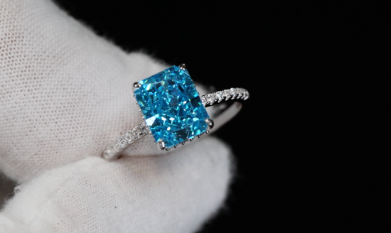 Womens Blue Lab Grown Diamond Ring