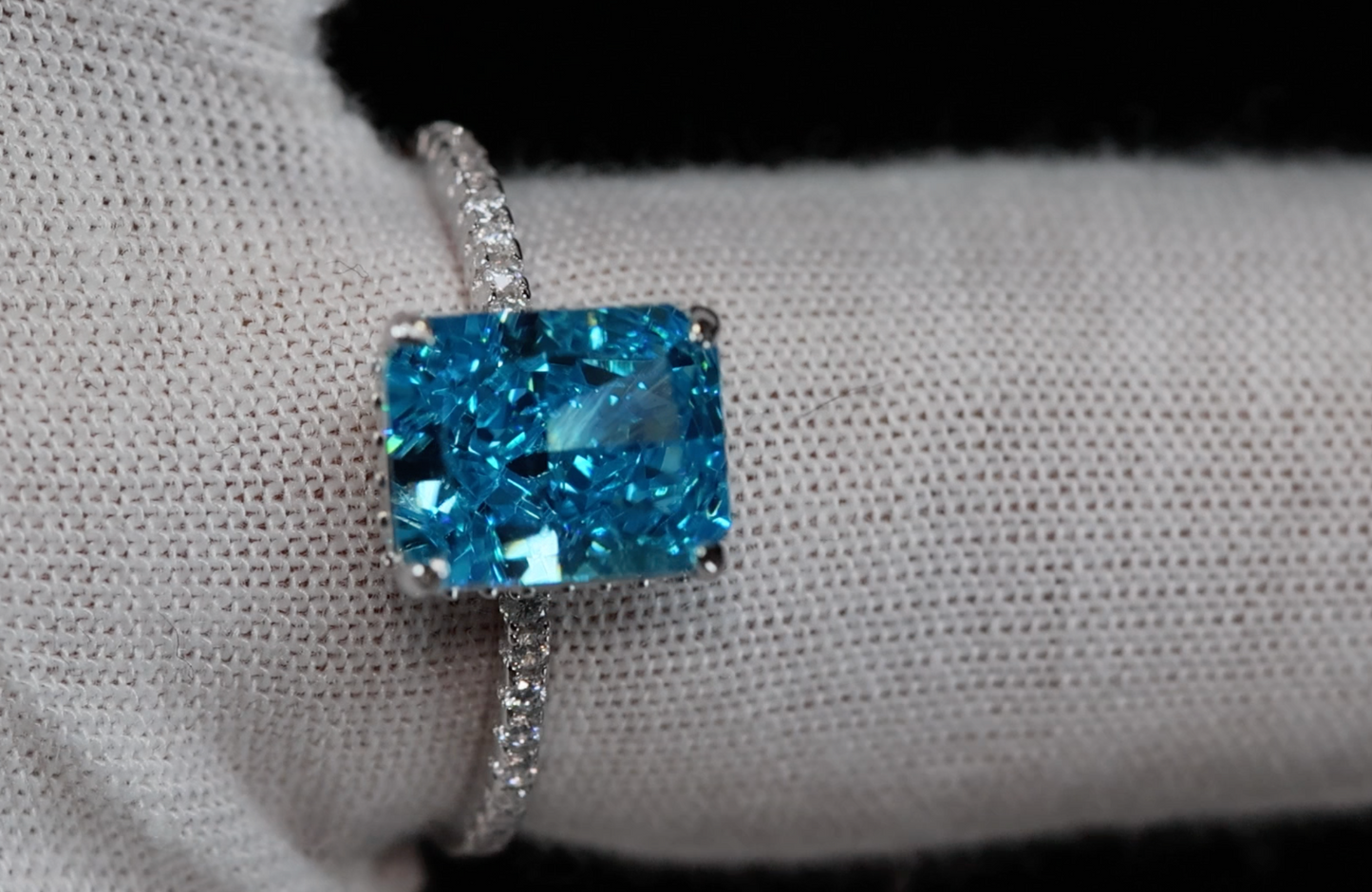 Womens Big Blue Diamond Ring