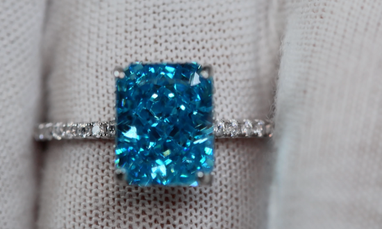 Womens Blue Lab Grown Diamond Engagement Ring