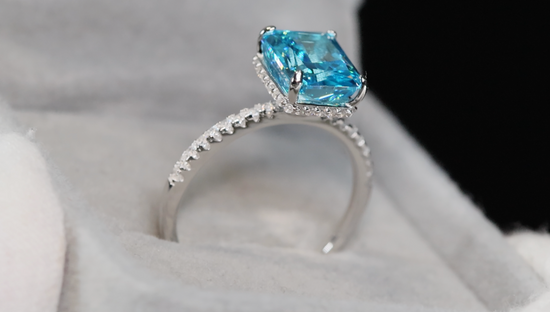 Womens Blue Lab Grown Diamond Engagement Ring