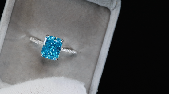 Womens Blue Lab Grown Diamond Ring