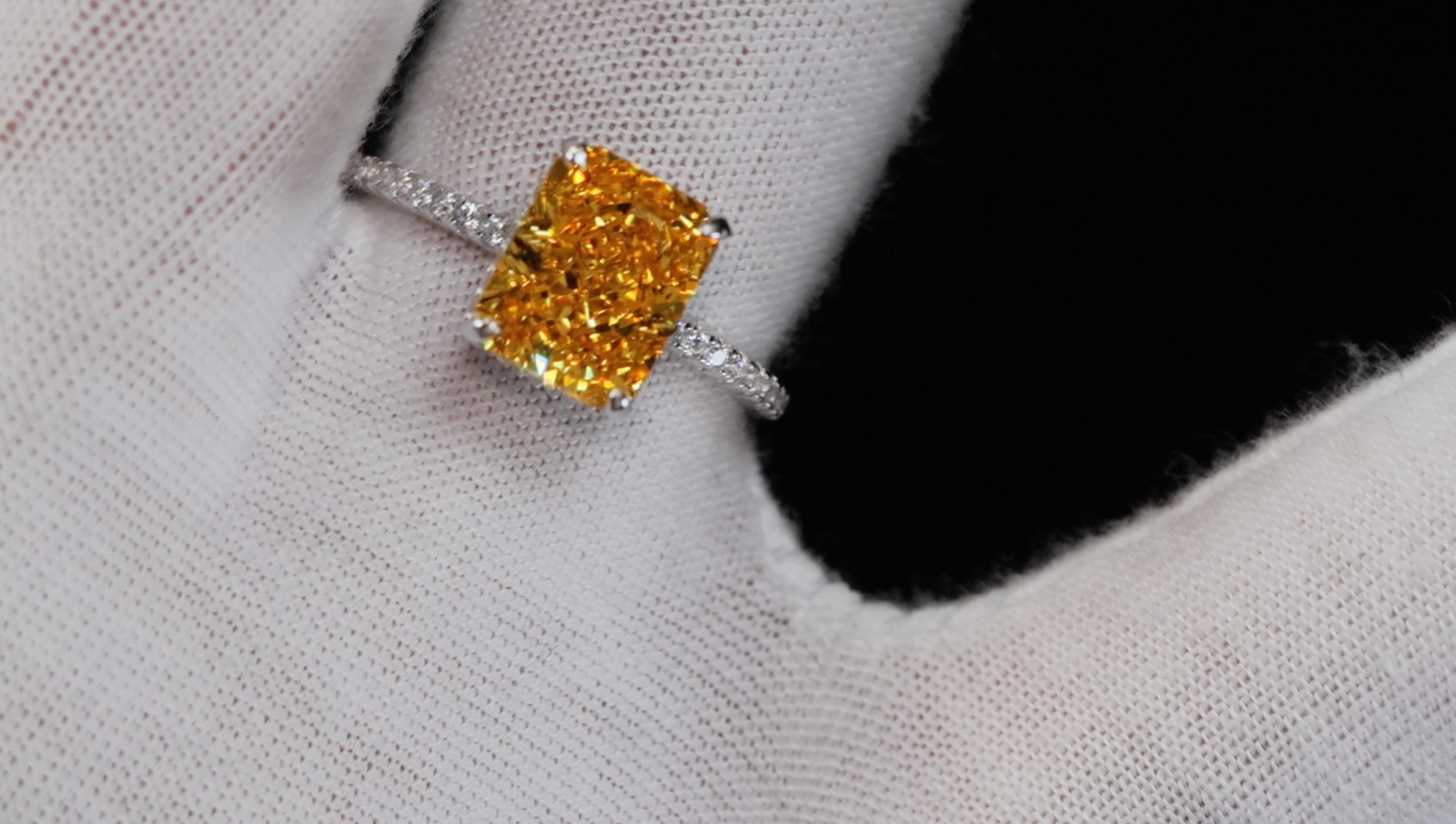 Yellow Crushed Diamond Ring