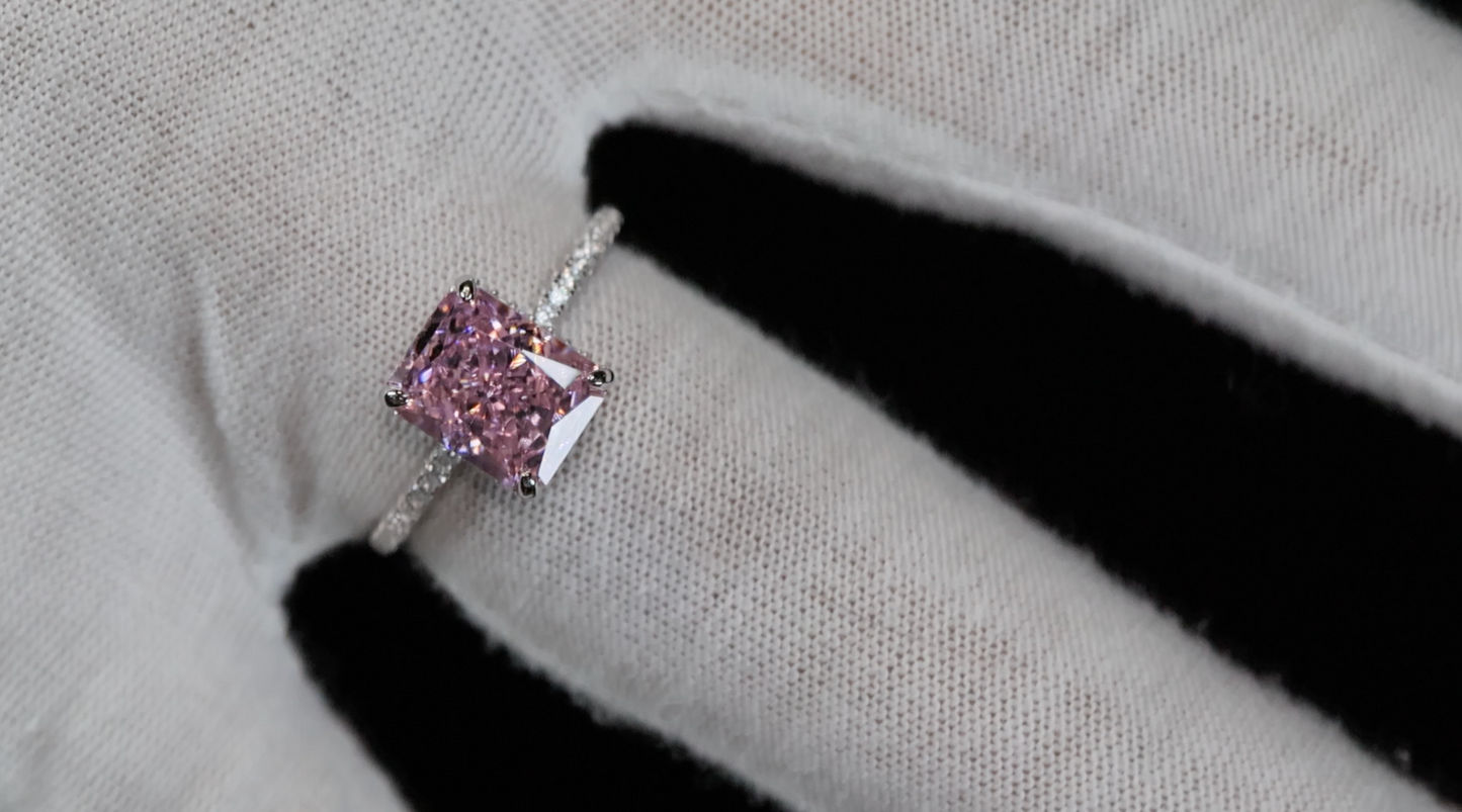 Womens Pink Lab Grown Diamond Ring