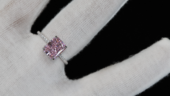 Womens Pink Lab Grown Diamond Ring