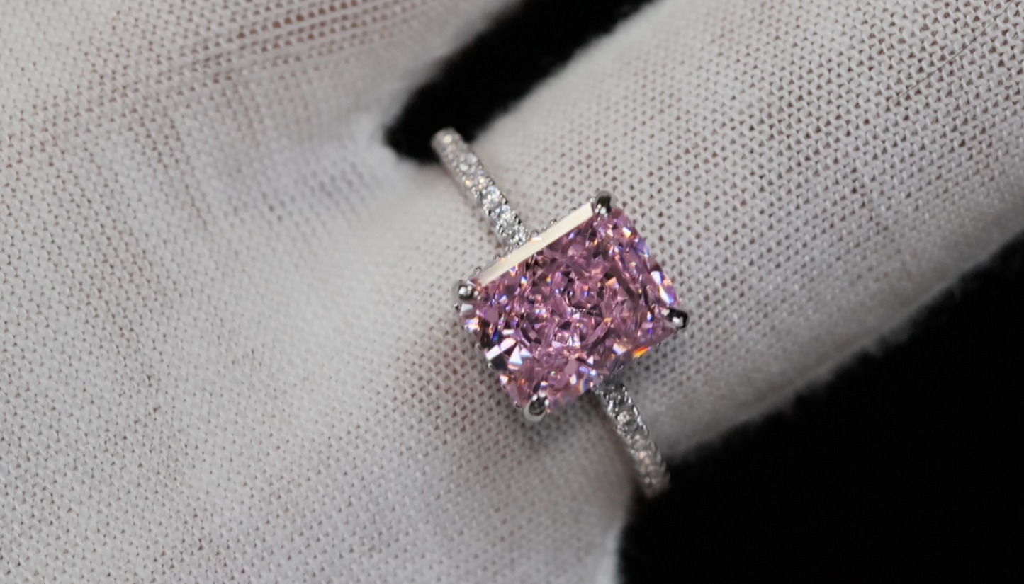 Womens Pink Lab Grown Diamond Ring