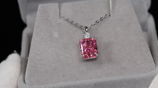 Pink lab diamond pendant