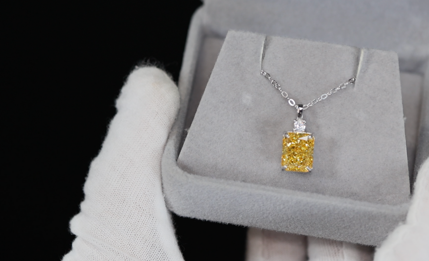 Yellow lab grown diamond pendant