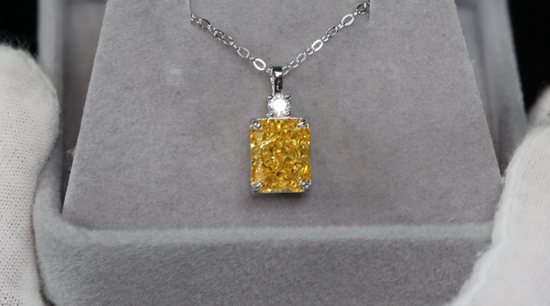 Yellow lab grown diamond pendant