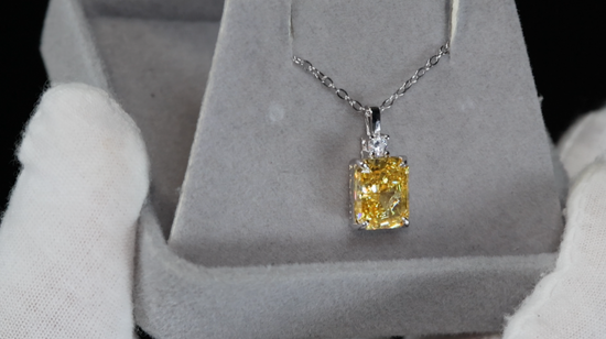 Yellow lab grown diamond pendant