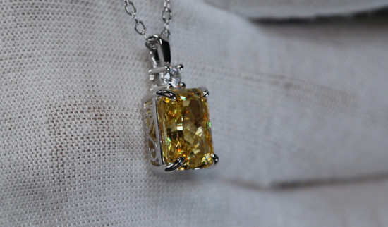 Yellow lab grown diamond pendant