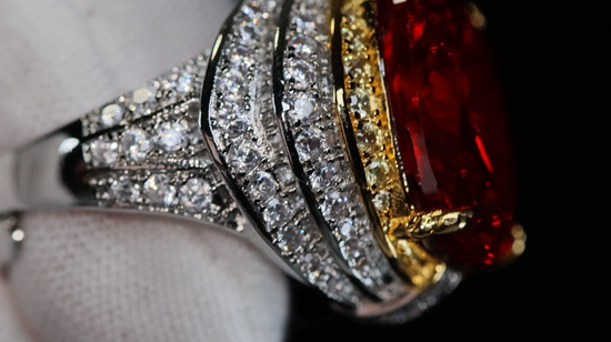 Mens big Red diamond ring